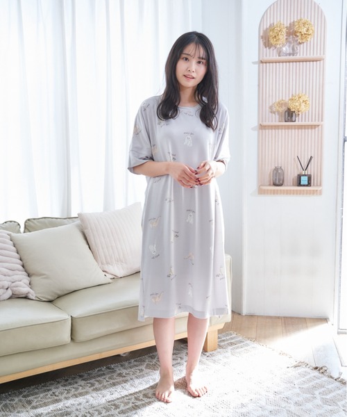 PAUL&JOE（ポールアンドジョー）の「【PAUL&JOE】フルカラーヌネット＆ジプシープリント　半袖ワンピース（ルームウェア/パジャマ・レディース・アイボリー/サックスブルー・M-L）」の17枚目の写真