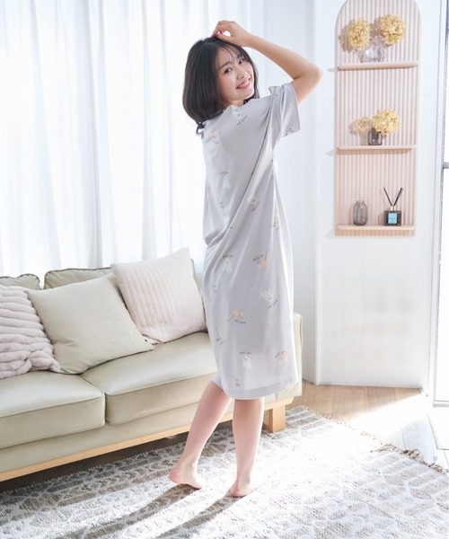 PAUL&JOE（ポールアンドジョー）の「【PAUL&JOE】フルカラーヌネット＆ジプシープリント　半袖ワンピース（ルームウェア/パジャマ・レディース・アイボリー/サックスブルー・M-L）」の21枚目の写真