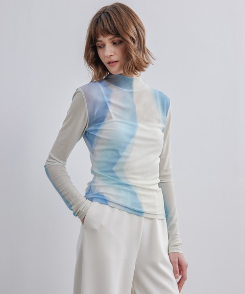 ELOOPS(イーループス)の「【ELOOPS】ニュアンスカラーシアートップス(Tシャツ/カットソー・レディース・ブルー系その他・L/S/M)」の1枚目の写真