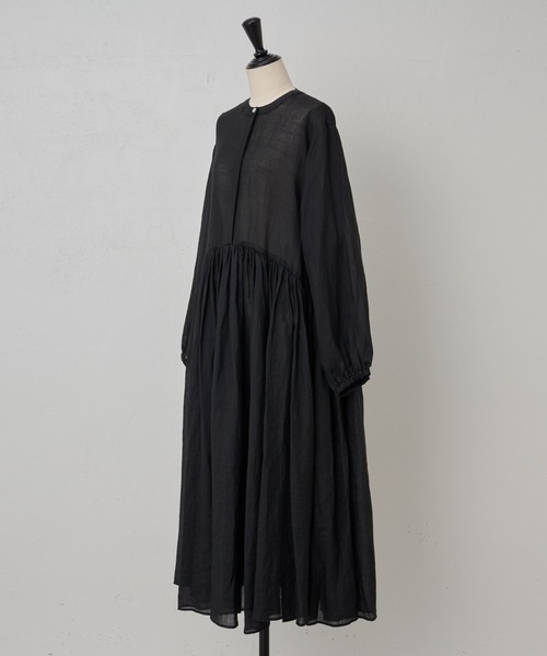 極美品✨ビアズリー リネンギャザーワンピース ネイビー 麻 ロング 2024SS BEARDSLEY(ビアズリー)の「リネンギャザーワンピース