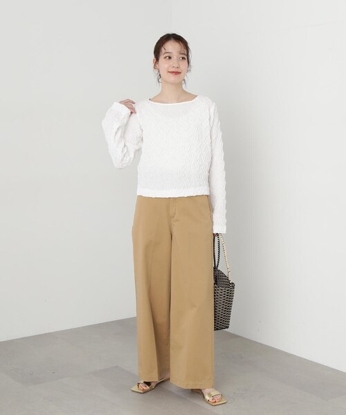 N.（N. Natural Beauty Basic）（エヌエヌナチュラルビューティーベーシック）の「◆【セットアップ対応】ふくれジャガードブラウス（シャツ/ブラウス・レディース・クリーム/ブラック・MEDIUM）」の13枚目の写真