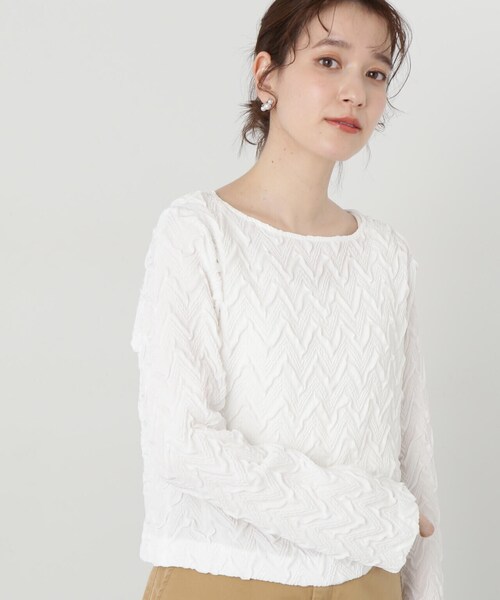 N.（N. Natural Beauty Basic）（エヌエヌナチュラルビューティーベーシック）の「◆【セットアップ対応】ふくれジャガードブラウス（シャツ/ブラウス・レディース・クリーム/ブラック・MEDIUM）」の15枚目の写真