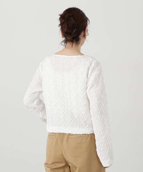 N.（N. Natural Beauty Basic）（エヌエヌナチュラルビューティーベーシック）の「◆【セットアップ対応】ふくれジャガードブラウス（シャツ/ブラウス・レディース・クリーム/ブラック・MEDIUM）」の18枚目の写真