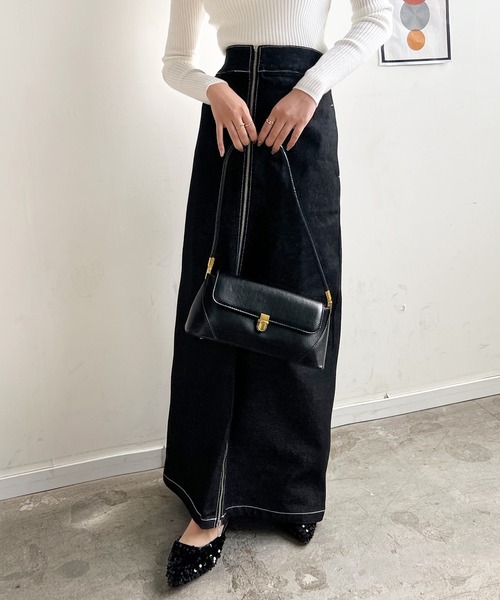 Futier land(フューティアランド)の「フロントジップデニムスカート(デニムスカート・レディース・ブラック/インディゴブルー・FREE)」の12枚目の写真