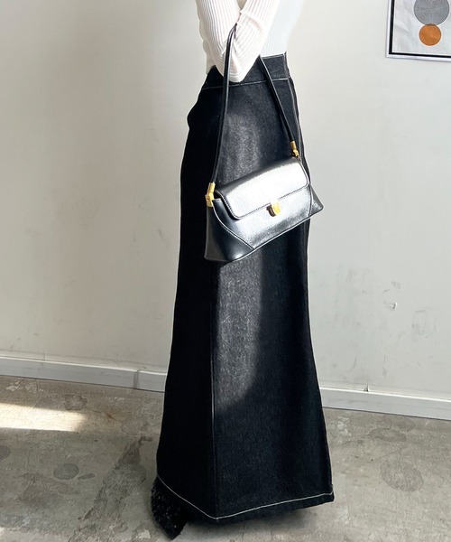 Futier land(フューティアランド)の「フロントジップデニムスカート(デニムスカート・レディース・ブラック/インディゴブルー・FREE)」の7枚目の写真