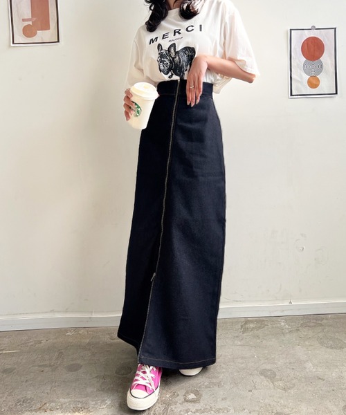 Futier land(フューティアランド)の「フロントジップデニムスカート(デニムスカート・レディース・ブラック/インディゴブルー・FREE)」の20枚目の写真