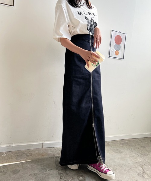 Futier land(フューティアランド)の「フロントジップデニムスカート(デニムスカート・レディース・ブラック/インディゴブルー・FREE)」の19枚目の写真