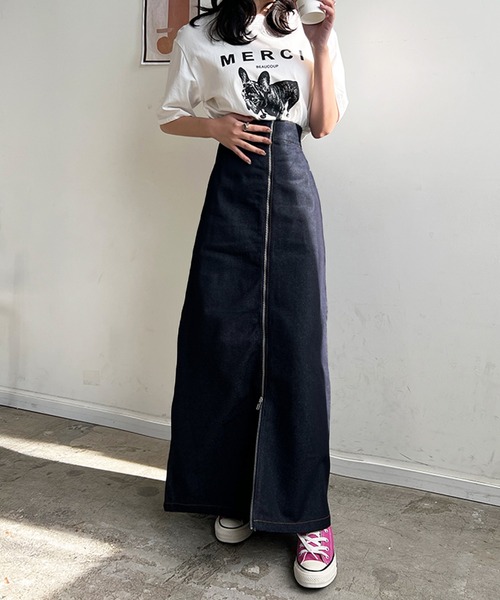 Futier land(フューティアランド)の「フロントジップデニムスカート(デニムスカート・レディース・ブラック/インディゴブルー・FREE)」の18枚目の写真