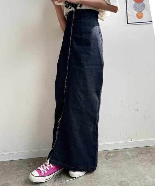 Futier land(フューティアランド)の「フロントジップデニムスカート(デニムスカート・レディース・ブラック/インディゴブルー・FREE)」の16枚目の写真