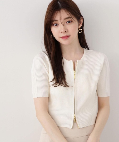 「PROPORTION BODY DRESSING」 ニットカーディガン MEDIUM ホワイト レディース PROPORTION BODY DRESSING｜ツイードニットカーディガン