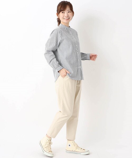 one'sterrace（ワンズテラス）の「コットン丸襟 ブラウス（シャツ/ブラウス・レディース・アイボリー系8/ブラック系8/ネイビー系5・02）」の14枚目の写真