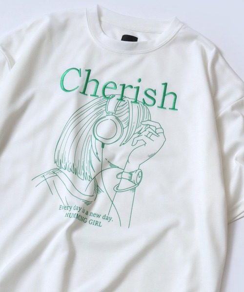 ANPAS（アンパス）の「Ponte Fabric Cool Touch Girl Print T-shirt/ポンチ 線画 ガールプリント 半袖Tシャツ 接触冷感 速乾 UVケア（Tシャツ/カットソー・レディース・ラベンダー/グレー系その他2/ミント/ホワイト系その他2/グレー系その他/ホワイト系その他・L/M）」の2枚目の写真