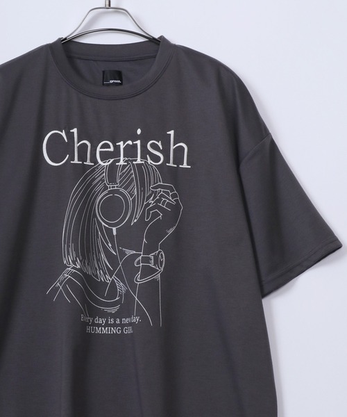ANPAS（アンパス）の「Ponte Fabric Cool Touch Girl Print T-shirt/ポンチ 線画 ガールプリント 半袖Tシャツ 接触冷感 速乾 UVケア（Tシャツ/カットソー・レディース・ラベンダー/グレー系その他2/ミント/ホワイト系その他2/グレー系その他/ホワイト系その他・L/M）」の4枚目の写真