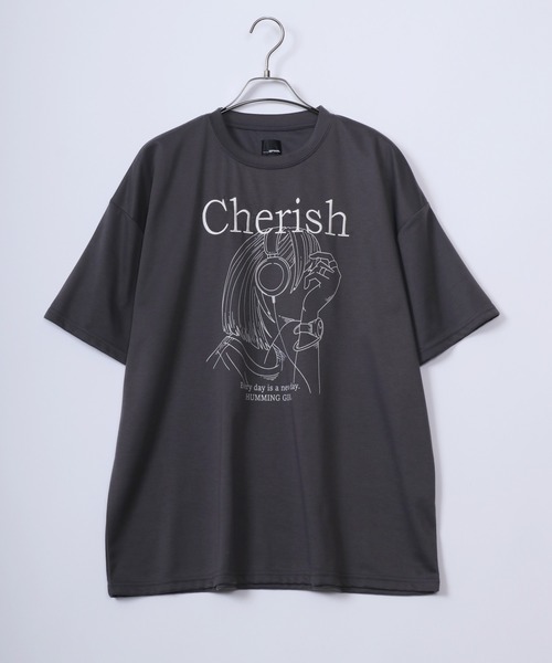 ANPAS（アンパス）の「Ponte Fabric Cool Touch Girl Print T-shirt/ポンチ 線画 ガールプリント 半袖Tシャツ 接触冷感 速乾 UVケア（Tシャツ/カットソー・レディース・ラベンダー/グレー系その他2/ミント/ホワイト系その他2/グレー系その他/ホワイト系その他・L/M）」の7枚目の写真
