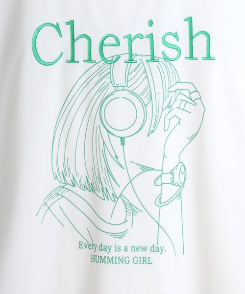 ANPAS（アンパス）の「Ponte Fabric Cool Touch Girl Print T-shirt/ポンチ 線画 ガールプリント 半袖Tシャツ 接触冷感 速乾 UVケア（Tシャツ/カットソー・レディース・ラベンダー/グレー系その他2/ミント/ホワイト系その他2/グレー系その他/ホワイト系その他・L/M）」の13枚目の写真