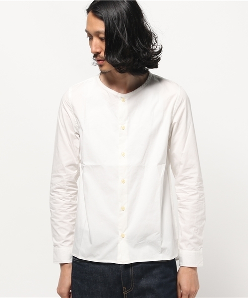 Lui's（ルイス）の「Lui's(ルイス) ノーカラーシャツ（シャツ/ブラウス・メンズ・ホワイト/カーキ/チャコールグレー・SMALL/MEDIUM）」の4枚目の写真