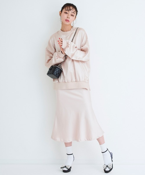 Narcissus（ナルシス）の「サテンフレアロングスカート（スカート・レディース・ブラック/ベージュ・FREE）」の8枚目の写真