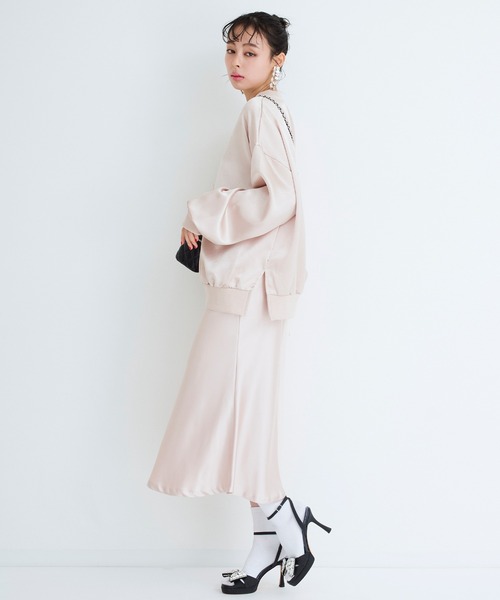 Narcissus（ナルシス）の「サテンフレアロングスカート（スカート・レディース・ブラック/ベージュ・FREE）」の9枚目の写真