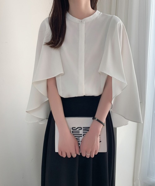ABITOKYO(アビトーキョー)の「スタンドカラーポンチョブラウス(シャツ/ブラウス・レディース・ホワイト/ブラック/カーキ・M/L)」の13枚目の写真