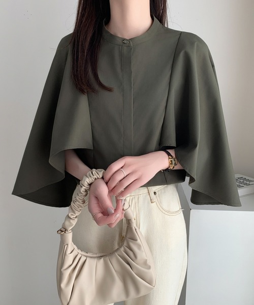 ABITOKYO(アビトーキョー)の「スタンドカラーポンチョブラウス(シャツ/ブラウス・レディース・ホワイト/ブラック/カーキ・M/L)」の10枚目の写真