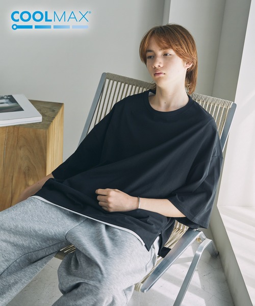 The unormwind（ザアンノームワインド）の「コットンミックスCOOLMAX(R)ビッグシルエットTシャツ（Tシャツ/カットソー・メンズ・ホワイト/ライトグレー/チャコール/ホワイト系/ブルー/ブラック・XL/L/M/S）」の4枚目の写真