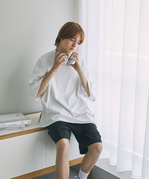 The unormwind（ザアンノームワインド）の「コットンミックスCOOLMAX(R)ビッグシルエットTシャツ（Tシャツ/カットソー・メンズ・ホワイト/ライトグレー/チャコール/ホワイト系/ブルー/ブラック・XL/L/M/S）」の8枚目の写真