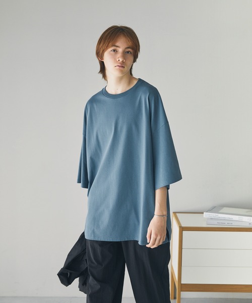 The unormwind（ザアンノームワインド）の「コットンミックスCOOLMAX(R)ビッグシルエットTシャツ（Tシャツ/カットソー・メンズ・ホワイト/ライトグレー/チャコール/ホワイト系/ブルー/ブラック・XL/L/M/S）」の12枚目の写真