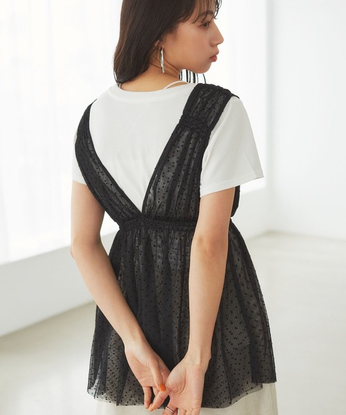 VIS（ビス）の「フロッキードットチュールチュニック（シャツ/ブラウス・レディース・ホワイト/ブラック/ダークブラウン・FREE）」の17枚目の写真