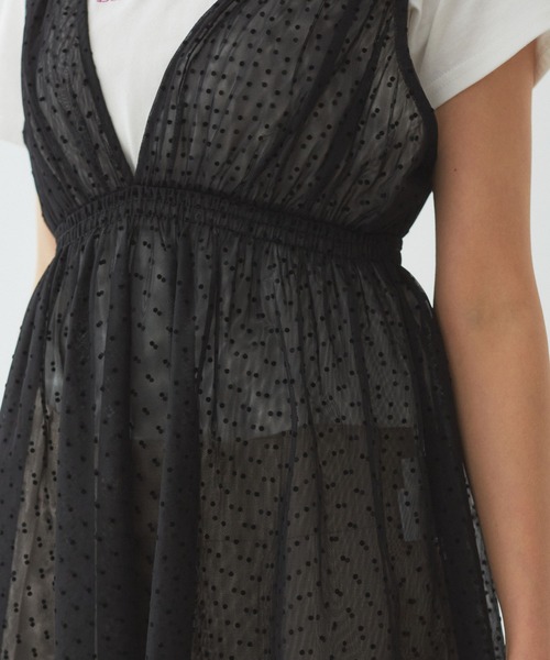 VIS（ビス）の「フロッキードットチュールチュニック（シャツ/ブラウス・レディース・ホワイト/ブラック/ダークブラウン・FREE）」の11枚目の写真