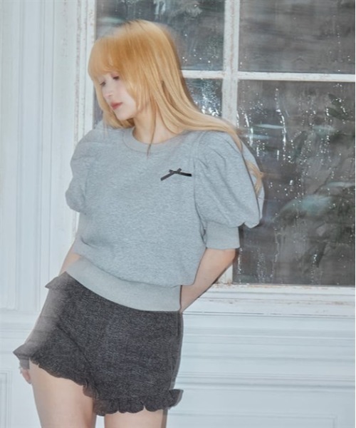 FickleBebe(フィクルベベ)の「パフスリーブフリーストップス(Tシャツ/カットソー・レディース・グレー/ブラック・FREE)」の15枚目の写真