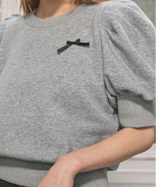 FickleBebe(フィクルベベ)の「パフスリーブフリーストップス(Tシャツ/カットソー・レディース・グレー/ブラック・FREE)」の5枚目の写真