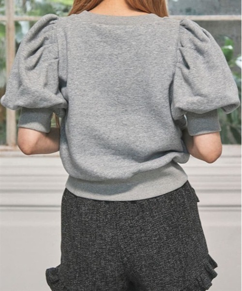 FickleBebe(フィクルベベ)の「パフスリーブフリーストップス(Tシャツ/カットソー・レディース・グレー/ブラック・FREE)」の7枚目の写真