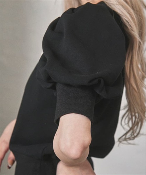 FickleBebe(フィクルベベ)の「パフスリーブフリーストップス(Tシャツ/カットソー・レディース・グレー/ブラック・FREE)」の9枚目の写真