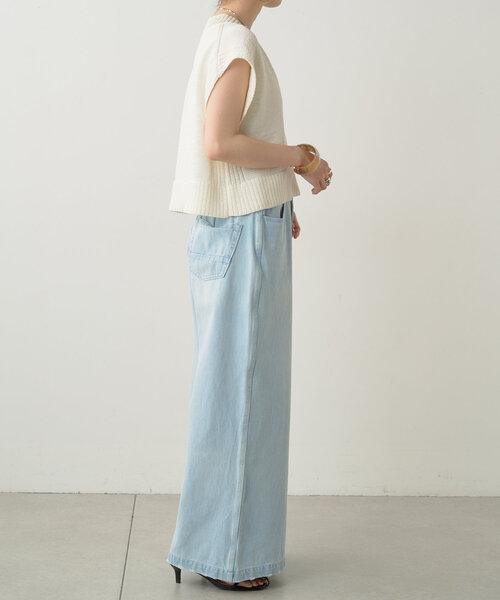 Omekashi（オメカシ）の「テープヤーンニットベスト（ベスト・レディース・キャメル/オフホワイト/ブラック/グレー・FREE）」の12枚目の写真