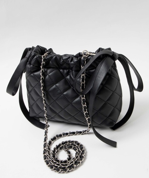 WEGO（ウィゴー）の「WEGO/サイドリボンキルティングショルダー（ショルダーバッグ・レディース・ホワイト/ブラック・FREE）」の12枚目の写真