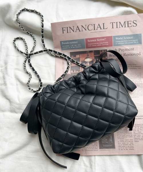 WEGO（ウィゴー）の「WEGO/サイドリボンキルティングショルダー（ショルダーバッグ・レディース・ホワイト/ブラック・FREE）」の17枚目の写真