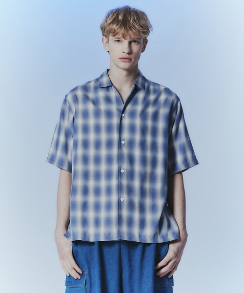 タケオキクチ　TAKEO KIKUCHI　オンブレ　チェックシャツ　ネルシャツ TAKEO KIKUCHI - 美品✨タケオキクチ❣️半袖シャツ ノーカラー