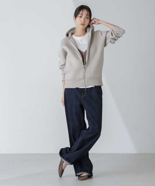 NANO universe（ナノユニバース）の「【追加生産】WEB限定 テックダンボールダブルジップパーカー（パーカー・レディース・ブラック/グレー/オフホワイト/ライトベージュ・FREE）」の17枚目の写真