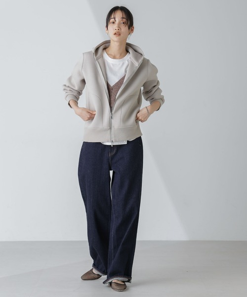 NANO universe（ナノユニバース）の「【追加生産】WEB限定 テックダンボールダブルジップパーカー（パーカー・レディース・ブラック/グレー/オフホワイト/ライトベージュ・FREE）」の18枚目の写真