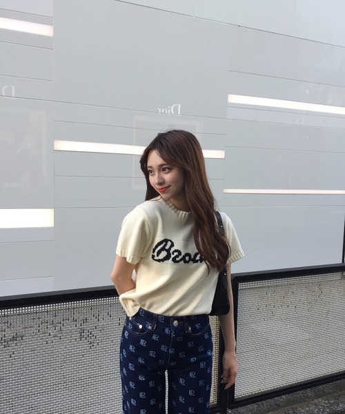RiLi（リリ）の「半袖ロゴニット【RL】（Tシャツ/カットソー・レディース・アイボリー/ネイビー・FREE）」の7枚目の写真
