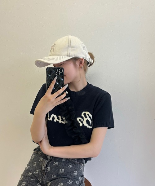 RiLi（リリ）の「半袖ロゴニット【RL】（Tシャツ/カットソー・レディース・アイボリー/ネイビー・FREE）」の9枚目の写真