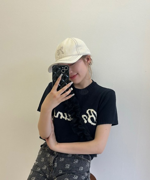 RiLi（リリ）の「半袖ロゴニット【RL】（Tシャツ/カットソー・レディース・アイボリー/ネイビー・FREE）」の12枚目の写真