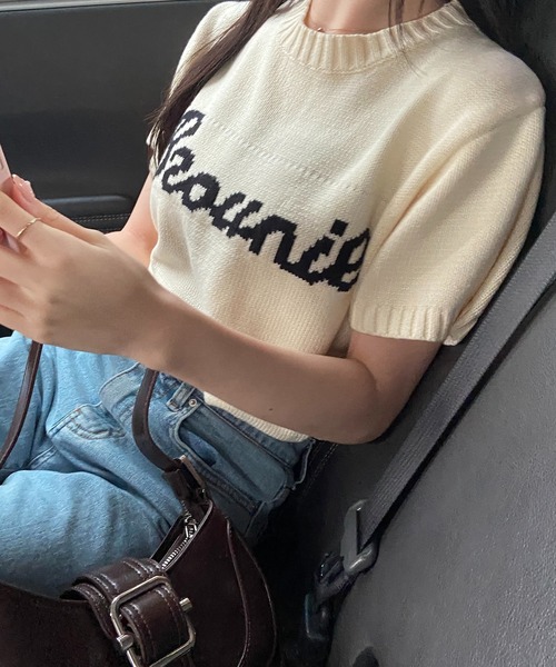 RiLi（リリ）の「半袖ロゴニット【RL】（Tシャツ/カットソー・レディース・アイボリー/ネイビー・FREE）」の14枚目の写真
