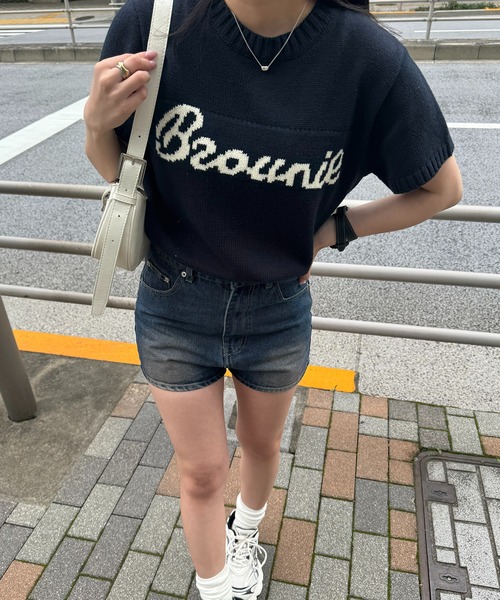 RiLi（リリ）の「半袖ロゴニット【RL】（Tシャツ/カットソー・レディース・アイボリー/ネイビー・FREE）」の10枚目の写真