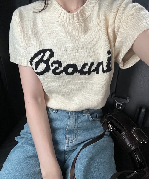 RiLi（リリ）の「半袖ロゴニット【RL】（Tシャツ/カットソー・レディース・アイボリー/ネイビー・FREE）」の20枚目の写真