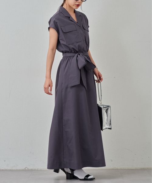 COLONY 2139（コロニートゥーワンスリーナイン）の「開襟シャツワンピース（シャツワンピース・レディース・オフホワイト/チャコールグレー・FREE）」の2枚目の写真