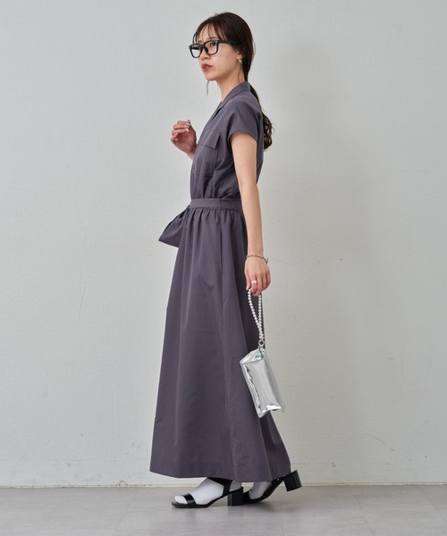 COLONY 2139（コロニートゥーワンスリーナイン）の「開襟シャツワンピース（シャツワンピース・レディース・オフホワイト/チャコールグレー・FREE）」の21枚目の写真