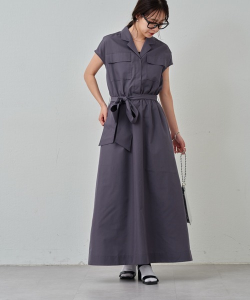 COLONY 2139（コロニートゥーワンスリーナイン）の「開襟シャツワンピース（シャツワンピース・レディース・オフホワイト/チャコールグレー・FREE）」の22枚目の写真