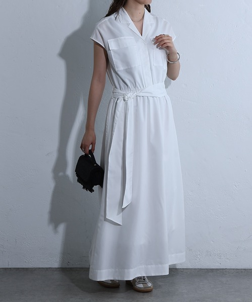 COLONY 2139（コロニートゥーワンスリーナイン）の「開襟シャツワンピース（シャツワンピース・レディース・オフホワイト/チャコールグレー・FREE）」の5枚目の写真