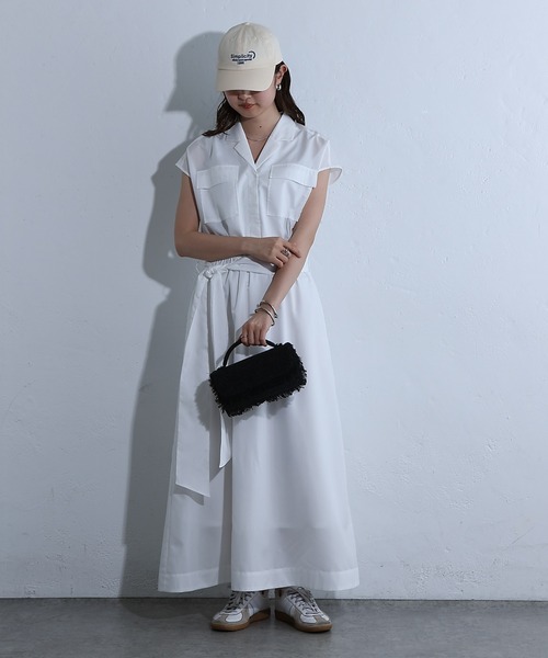 COLONY 2139（コロニートゥーワンスリーナイン）の「開襟シャツワンピース（シャツワンピース・レディース・オフホワイト/チャコールグレー・FREE）」の3枚目の写真